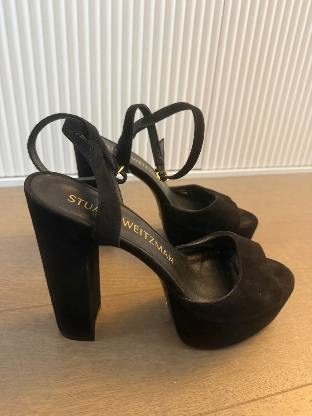 Stuart Weitzman Black Suede Platform Heels